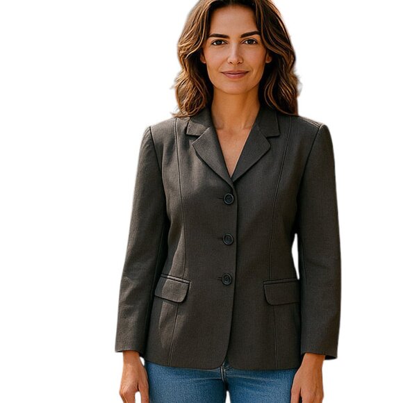 Lafayette 148 Gray Charcoal Blackish Ladies Size 10 Blazer Classic Career Boss - Picture 7 of 7